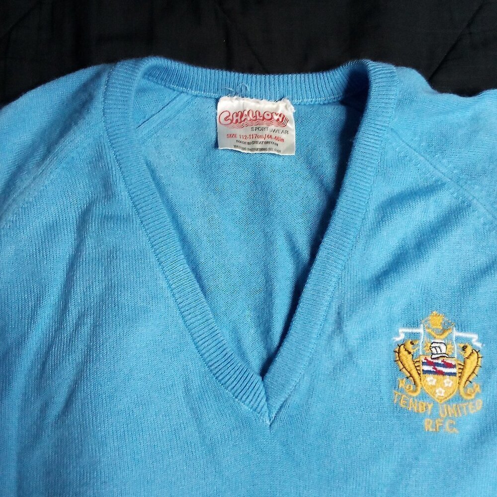 Vintage 60s Tenby United Rugby Club V-Neck Sweater